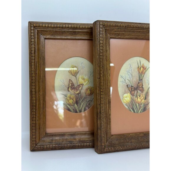 VTG Kay Lamb Shannon Butterflies Framed Wall Art 8.75x6.75” Set Of 2 BOHO - Picture 3 of 9